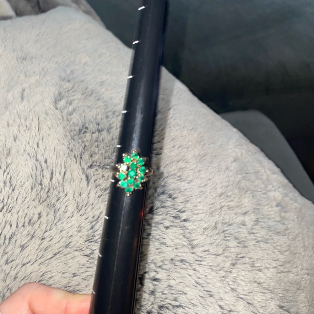 Vintage 925 natural emerald ring - Picture 3 of 8